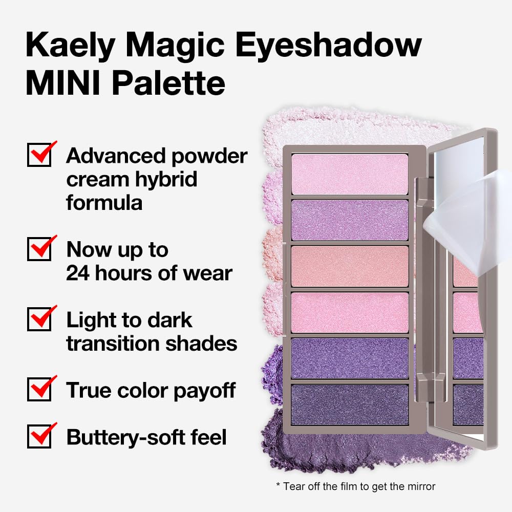 Kaely 6 Colors Mini Purple Eye Shadow Palette Makeup, Matte Shimmer Glitter Violet Lavender Lilac Eyeshadow Palette High Pigmented Waterproof, paleta de sombras de ojos, Vegan & Cruelty-free, 09