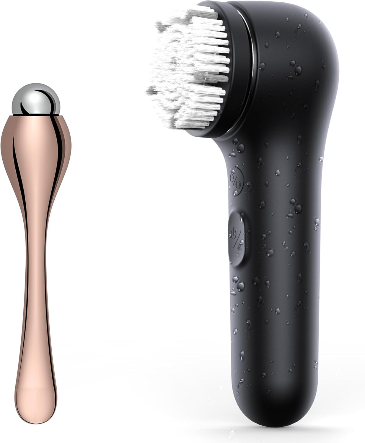 Premium Face Scrubber, Deep Pore Cleansing Brush, Waterproof & Rechargeable Face Scrub Brush for Men& Women, Electric Facial Exfoliator with 3 brushes, 3 Intensities, 2 Modes with Eye Rollor- Charcoal