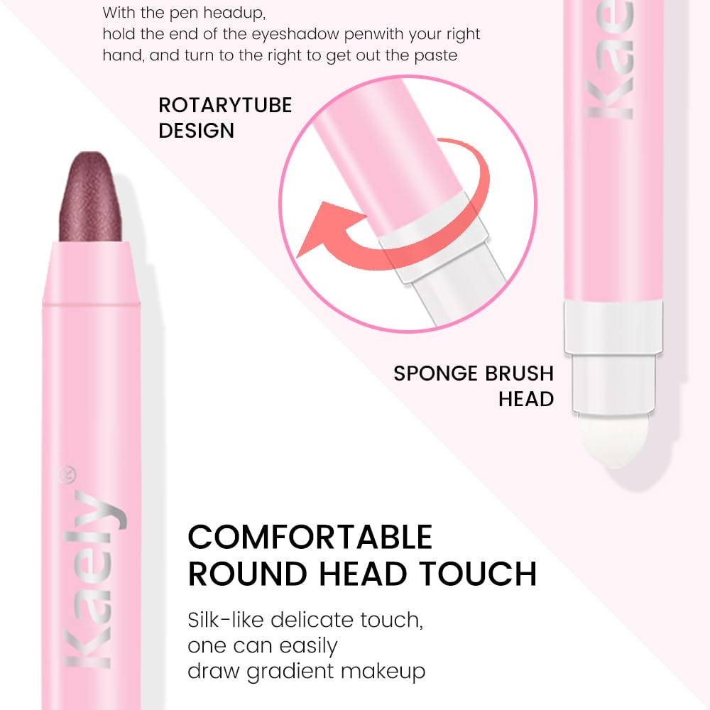 evpct 1Pcs Orchid Shimmer Cream Eye Shadow Brightener Sticks for Eyes Waterproof Pigmented, Double Ended Cream Eyeshadow Stick Pencil Pen with Applicator, Eye Shadow Palette Highlighter Makeup 26