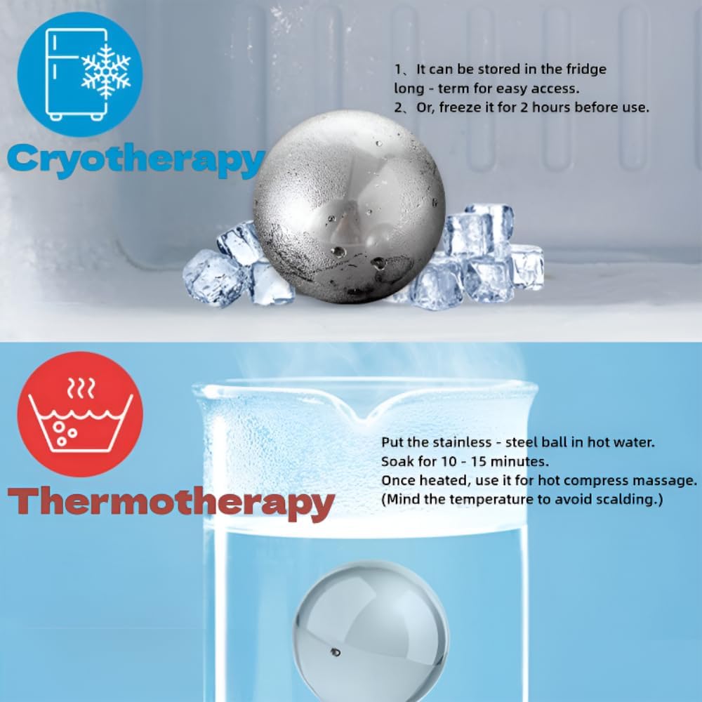 Ice Globes for Face Eyes, Unbreakable Stainless Steel Cryo Massagers for Skincare Routines, Multifunctional Cold Roller Cooling Globes for Puffiness, Sagging Skin, Fine Lines Facial Relaxation (Black)