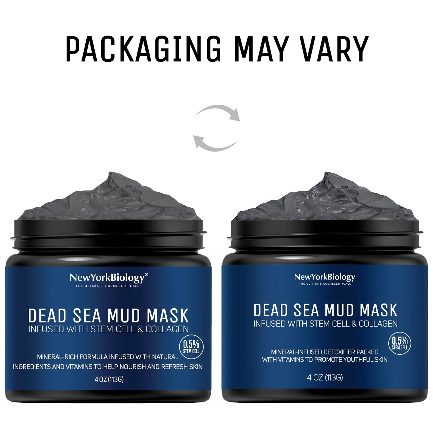 New York Biology Dead Sea Mud Mask for Face, Body | with Stem Cell and Collagen | Spa Quality Pore Refiner for Oily Skin | Natural Skincare for Women, Men | Tighten Skin | 4 oz (Pack of 2)