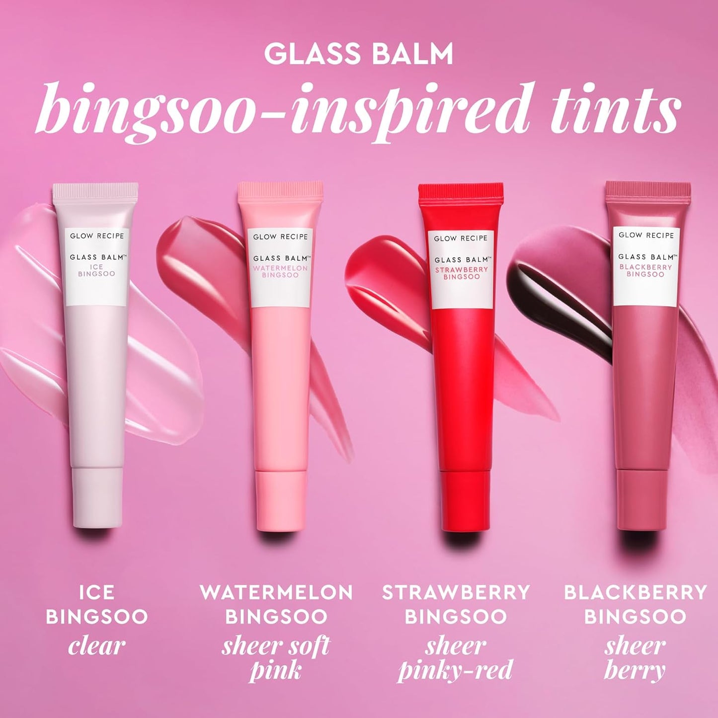 Glow Recipe Glass Balm Lip Treatment - 12Hr Hydrating Lip Balm & Moisturizer with Hyaluronic Acid to Smooth, Plump & Protect from Dryness, High Shine Finish - Clear Tint, Ice Bingsoo (15 ml)