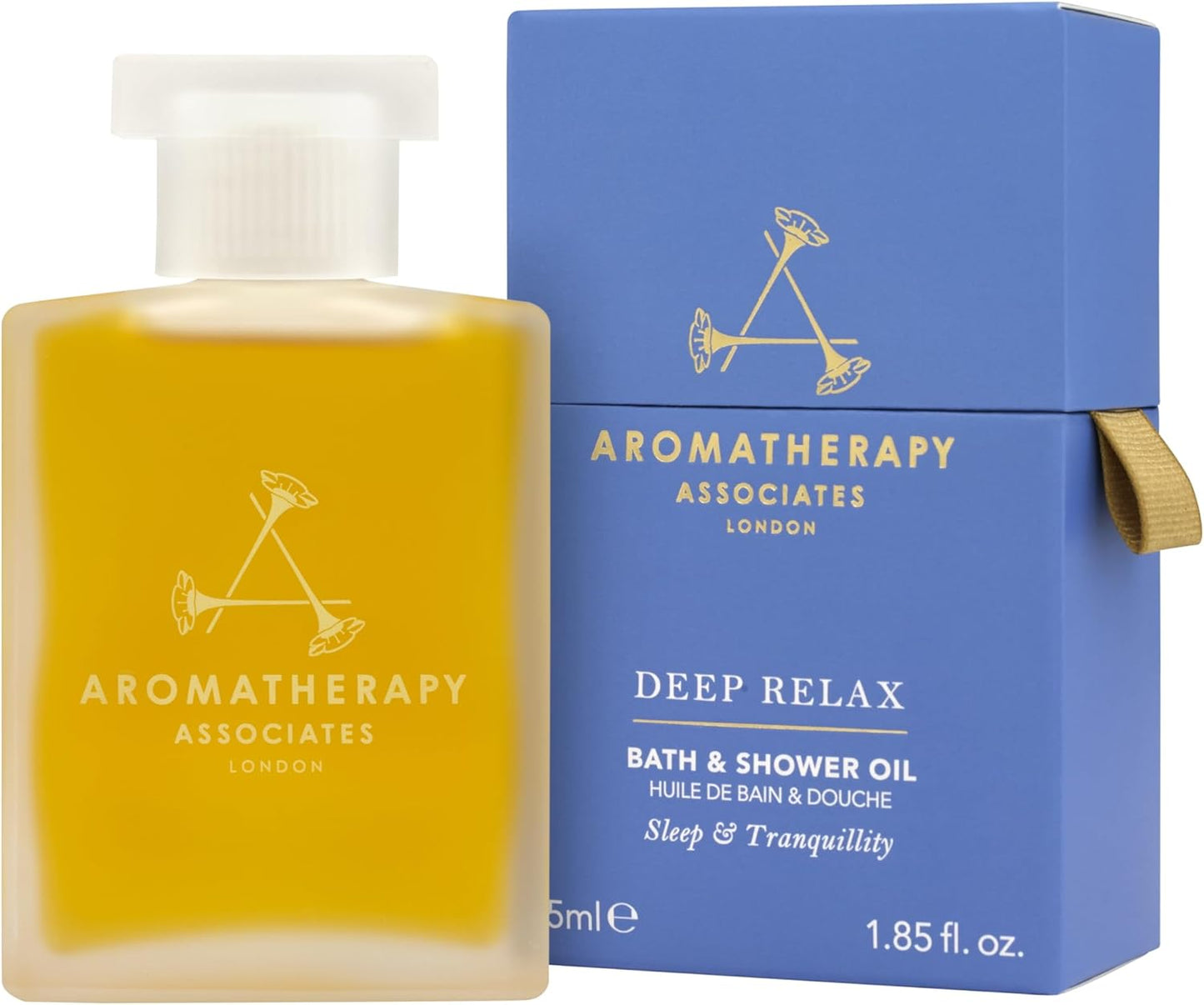 Aromatherapy Associates Deep Relax Bath and Shower Oil – Natural Hydrating Oil with 3 Essential Oils to Relax Mind, Body, and Promote Sleep (1.86 oz)
