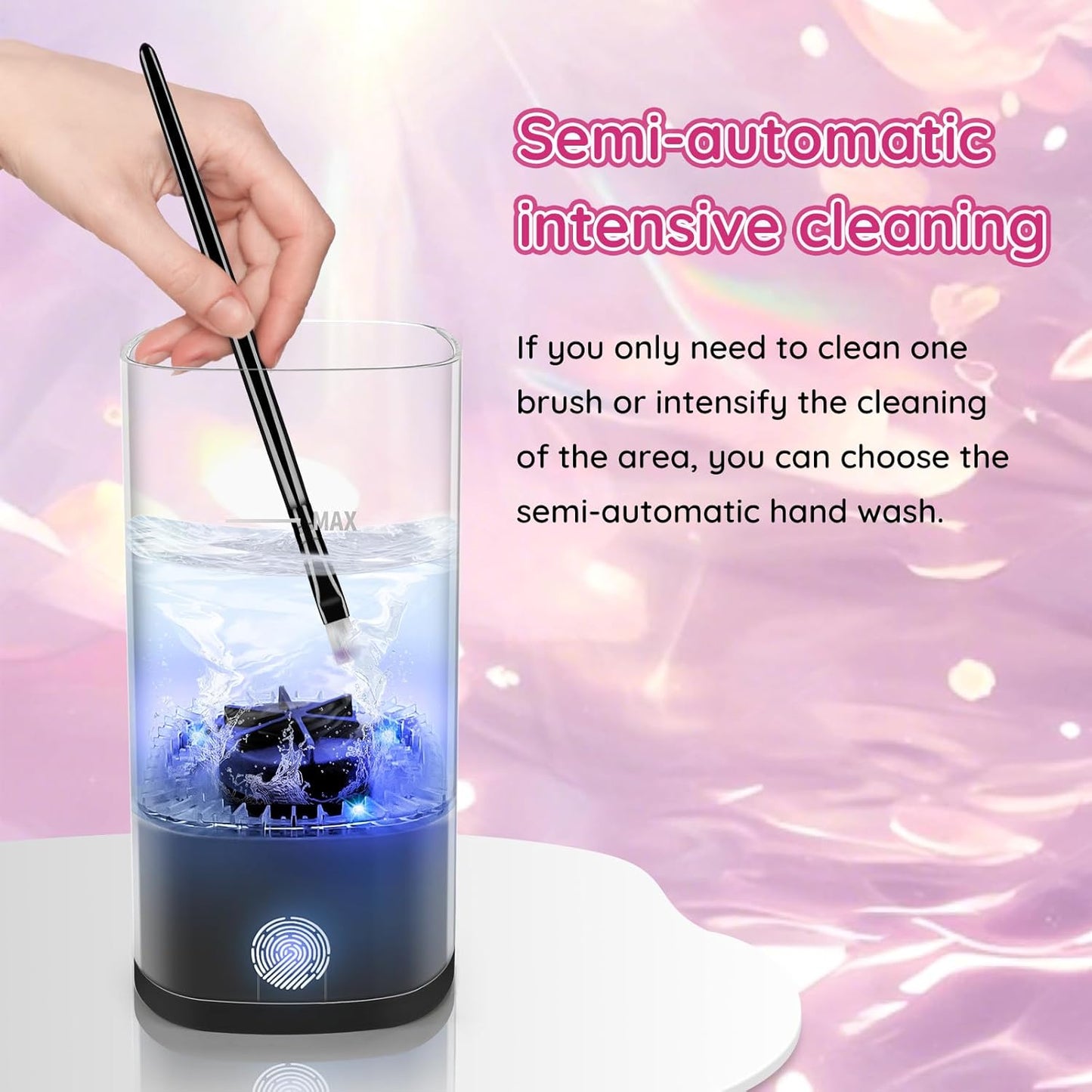 Electric Makeup Brush Cleaner Machine, Ultimate Efficient Automatic Cleaner for All Types of Makeup Brushes - Black Pink