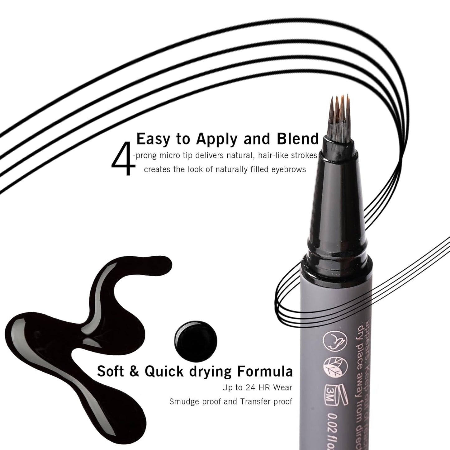 Eyebrow Pencil Black, Microblading Eyebrow Pen for Women, Long lasting Black Brow Pencil for 24H Perfect Brows, Hair Like Strokes, Smudge-Proof YES.EYE DO (Black Out- Natural Black)