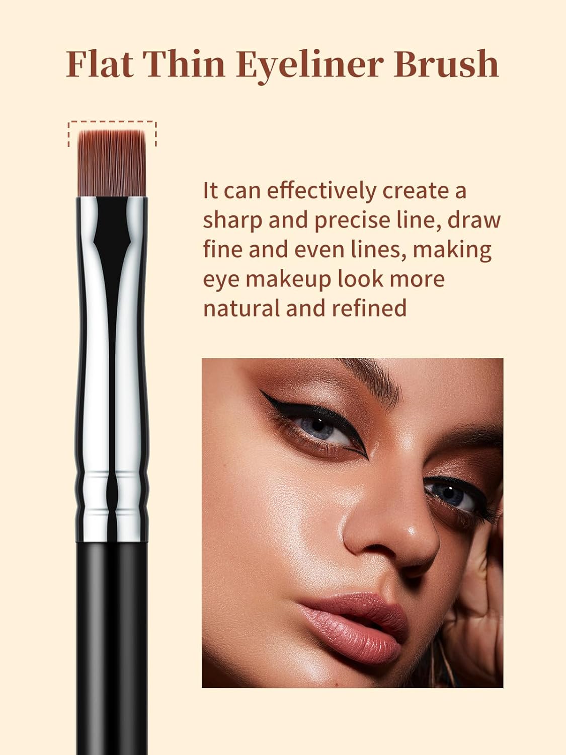 EIGSHOW Flat Eyeliner Brush, Professional Precise Eyebrow Concealer Brush for Sharp Defined, Eye Liner Application with Gel Liquid Cream Powder (E808)