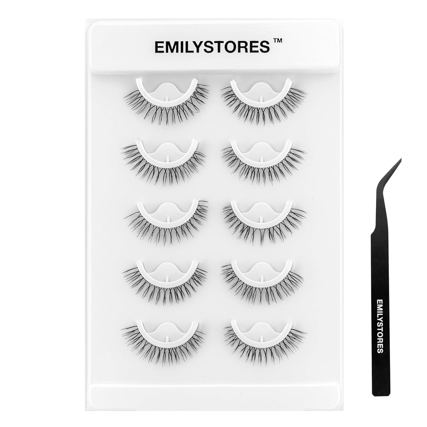 False Eyelashes, 5 Pairs Wispy Light Pre-Glued Self Adhesive Lashes with Applicator (DLP02)