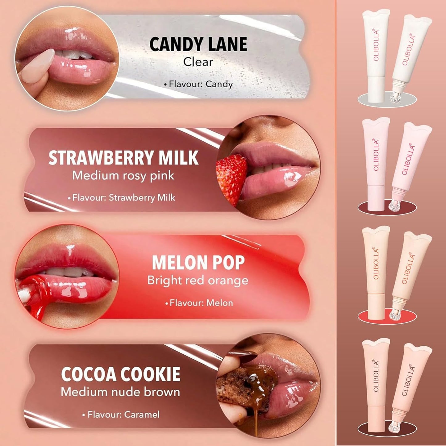 Tinted Lip Balm, Buildable Lip Color, Hydrate, Glossy, Lightweight, Sheer tint, 3-in-1 Moisture, Repair and Color, 0.33Oz(03 melon)