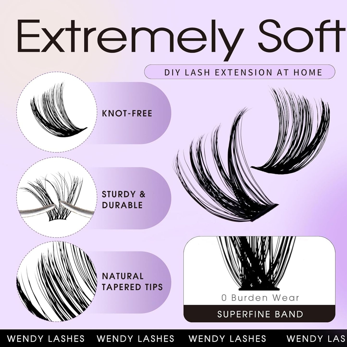 Lash Clusters Kit for Using at Home: Ultra-light, DIY, Natural, Fluffy, Wispy, Waterproof, Anime, Manga, Cat Eye, D Curl, 12-16mm, 80P+100P, Wendy, RT318
