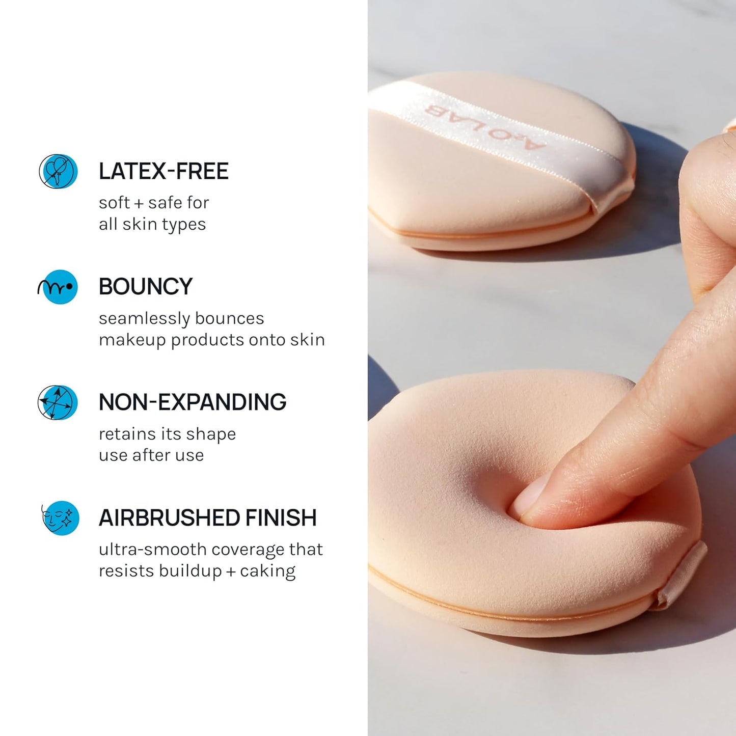 AOA Studio Silky Silicone Makeup Sponge Set, Reusable Cosmetic Applicators Extra Soft Rubycell Makeup Sponges (Peach)