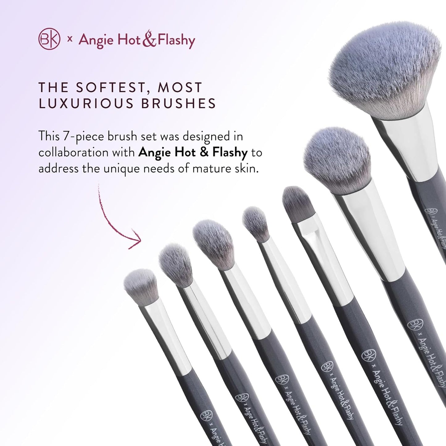 BK BEAUTY BRUSHES - ANGIE HOT & FLASHY Brush Set (7PC) - Viral Under-Eye Concealer, Eye Shadow, | Bronzer, Blush & Highlighter Makeup Brushes