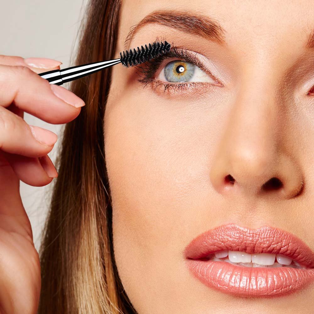 2 Pieces Eyelash Brush with Cap, Mascara Spoolies Reusable Brow Brushes Lash Wands Applicator Spooly for Lashes