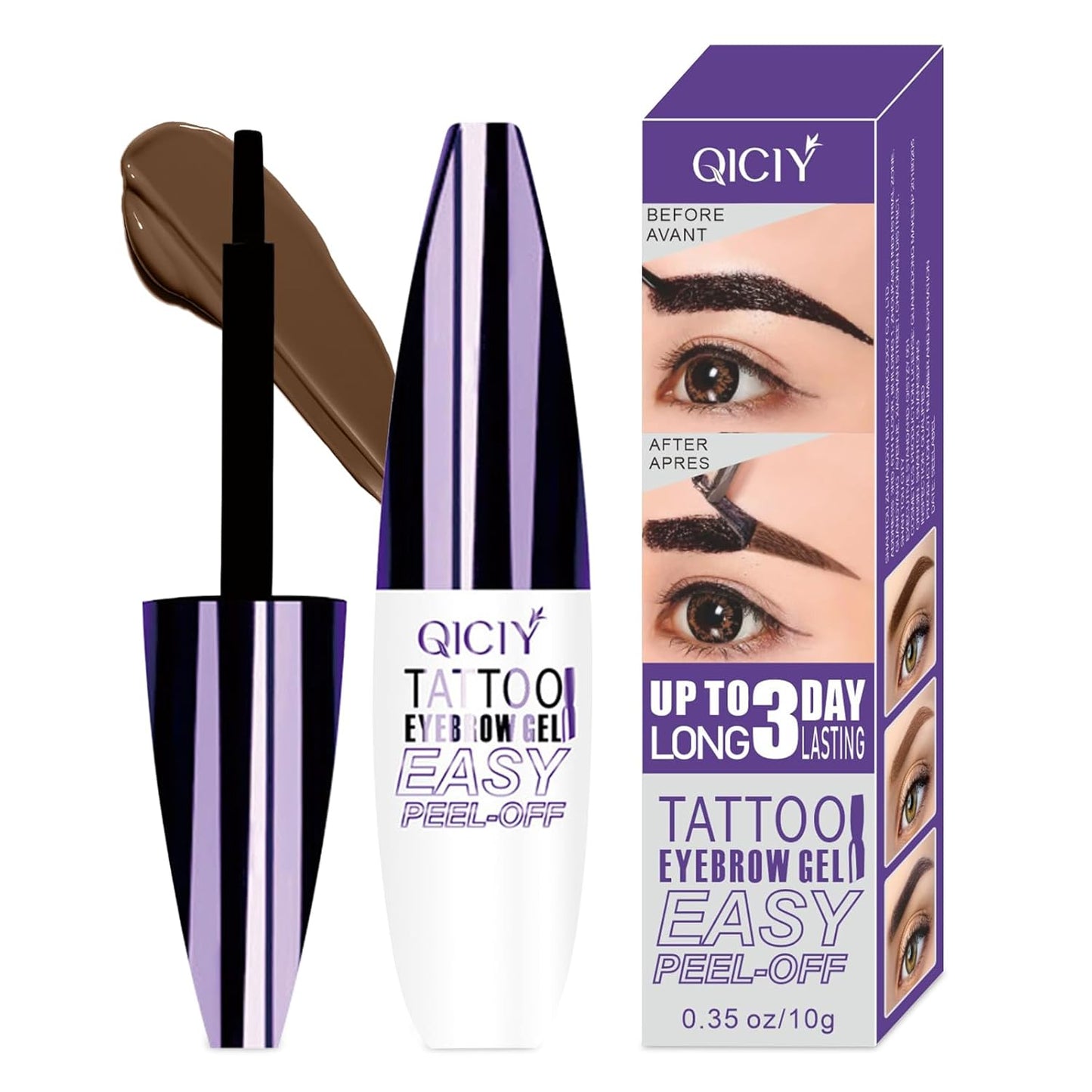 2025 New Tattoo Eyebrow Gel Easy Peel Off for Women, Upgrade Eyebrow Tattoo Peel Off, Transfer-proof Eyebrow Gels Waterproof for All Skin Types (Light Brown)