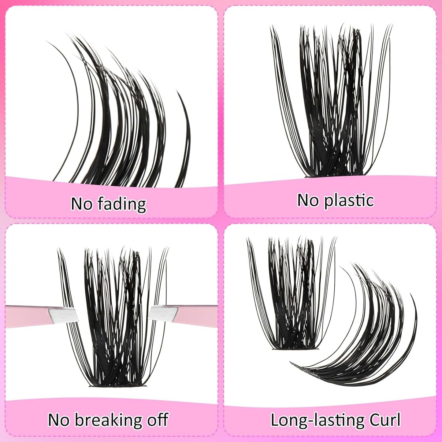 FADLASH Cluster Lashes D Curl Wispy Individual Lashes DIY Eyelash Extension Natural Look Reusable Fluffy Cluster Eyelash Extensions Self Application at Home （80D-0.07D-12-18MIX)
