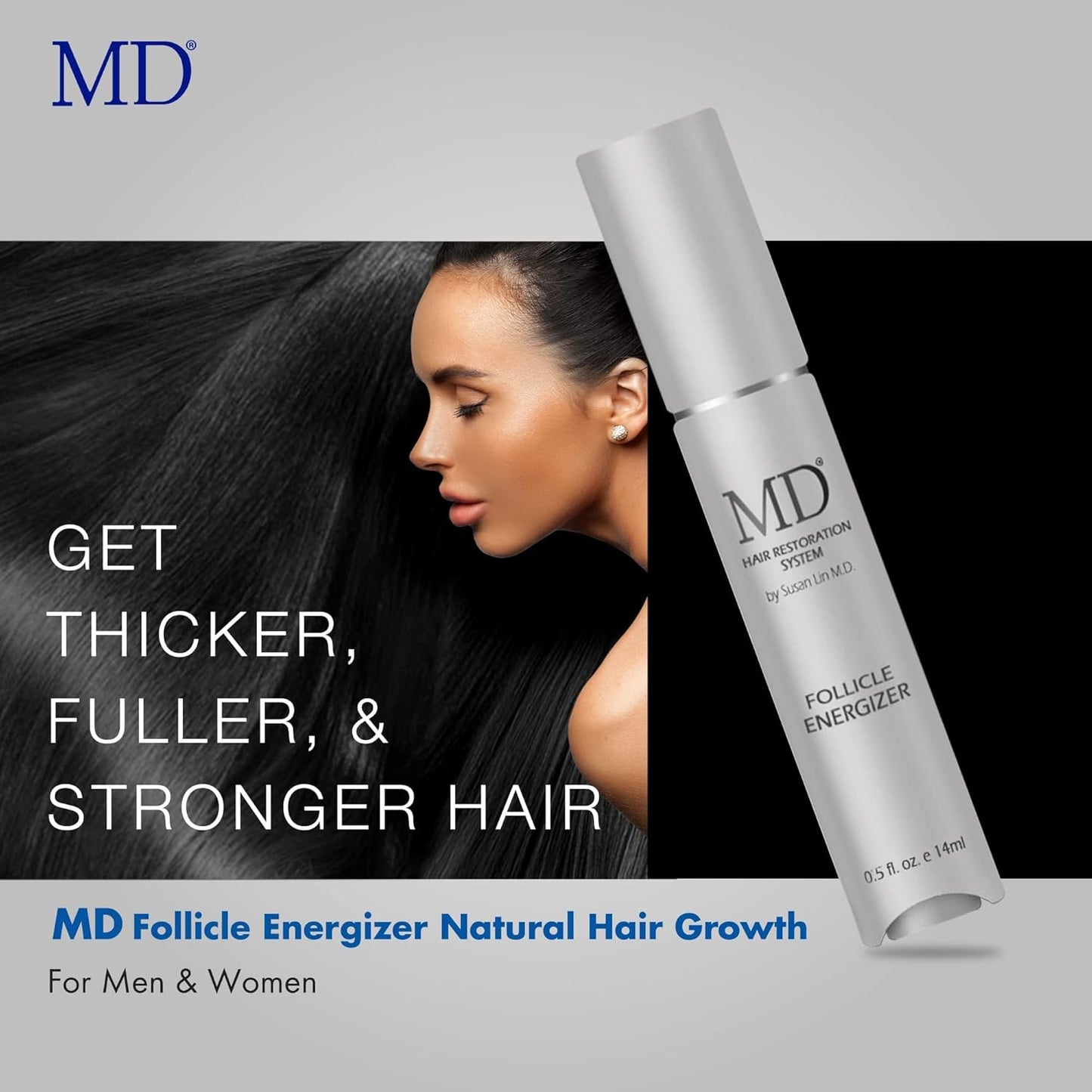 MD Factor suero natural para el crecimiento del cabello | Follicle Energizer Serum: evita el adelgazamiento del cabello y la pérdida de cabello al estimular los folículos capilares para producir un ca