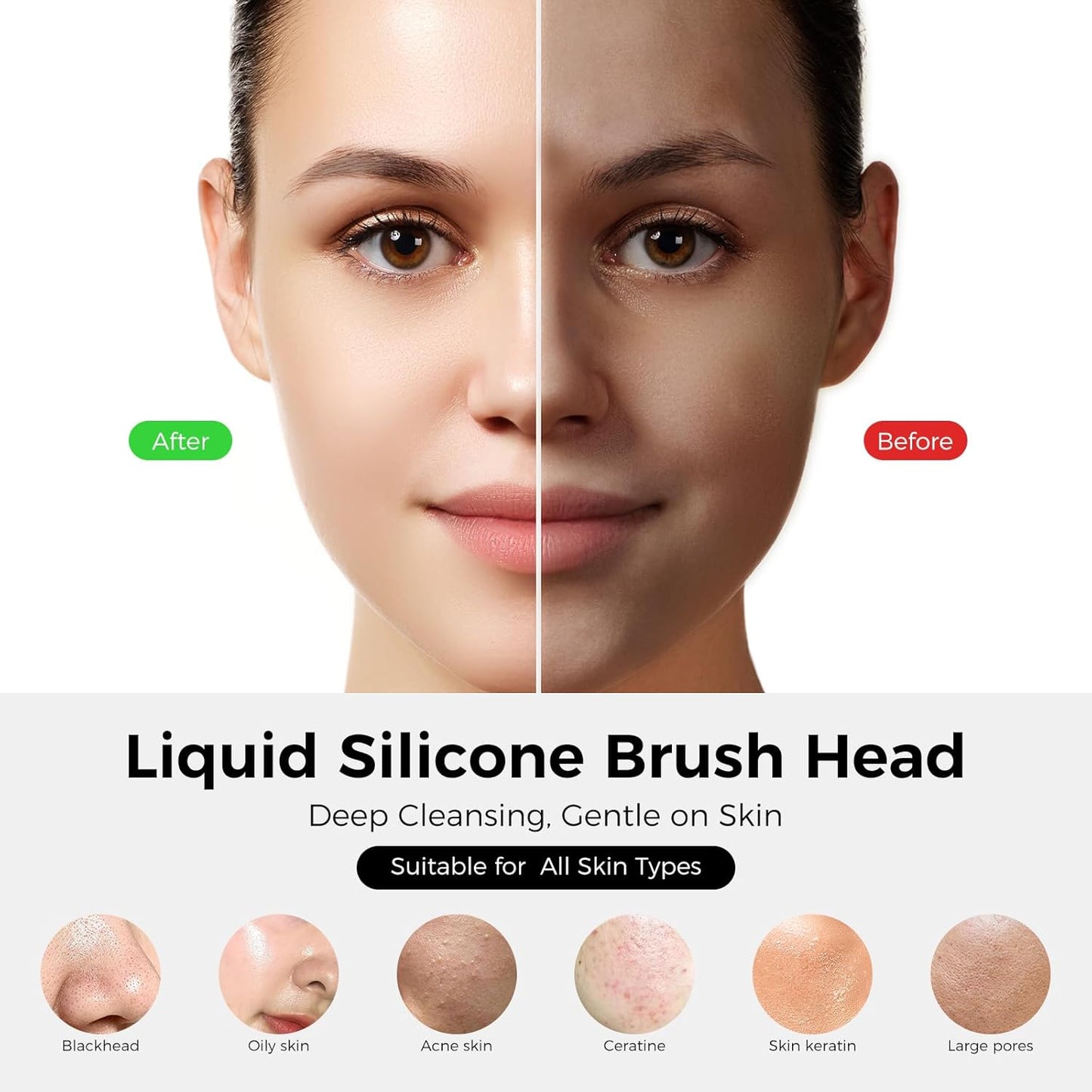 Facial Cleansing Brush: Rechargeable LED Electric Face Cleansing Brush with 4 Gentle Light Liquid Silicone Modes Face Scrubber Exfoliator,IPX7 Waterproof Ideal Gift for Men and Women-Blue