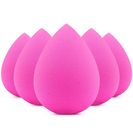 BEAKEY 5 Pcs Makeup Sponges, Latex-Free Beauty Sponge for Flawless Liquid, Cream, and Powder Application, Rose Pink Sponges