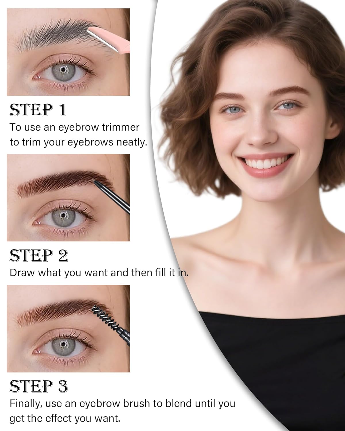 Medium Brown Eye Brow Pencils for Women, 6Pcs Waterproof Eyebrow Pencil, 1.5mm Micro-Fine Tip & Spiral Brush with Brow Razors Perfect for Creating a Natural and Delicate Eyebrow Look Makeup