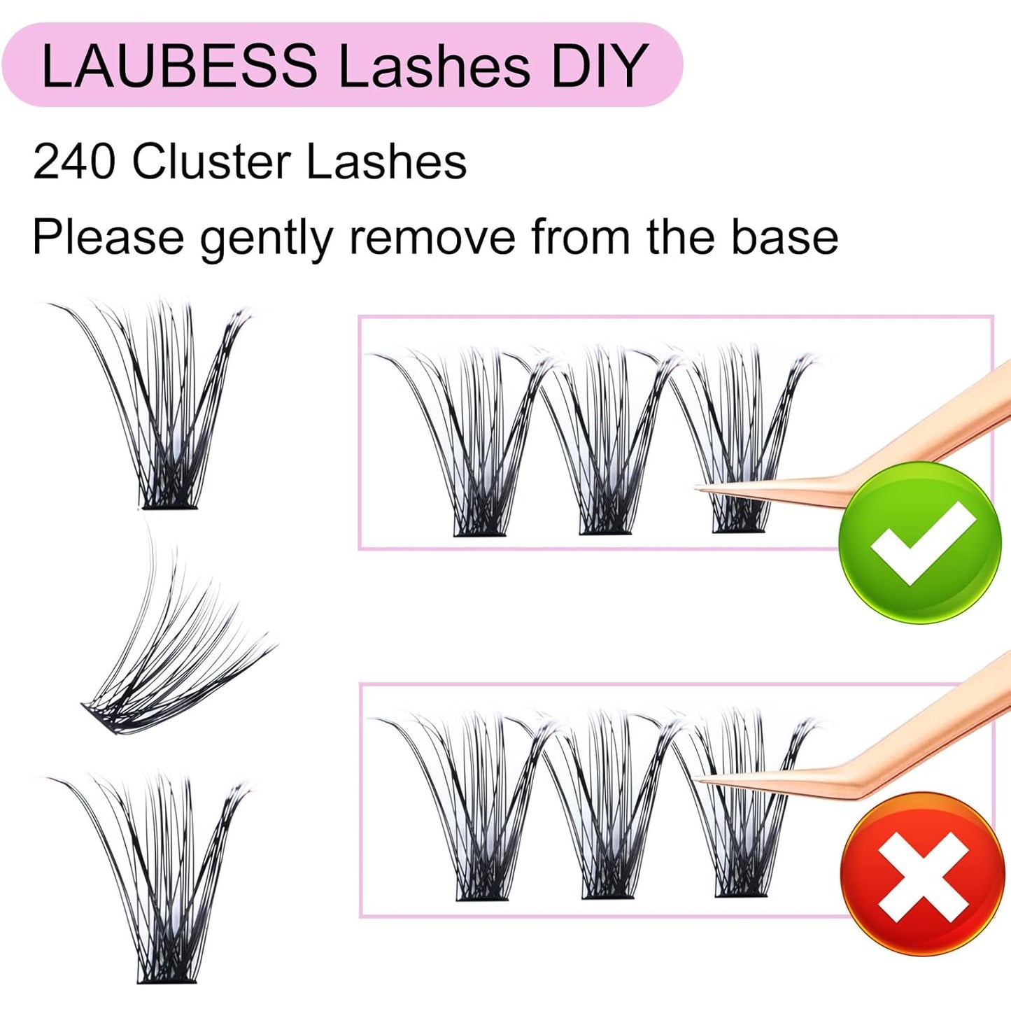Cluster Eyelash Extensions Mixed LAUBESS Eyelash Clusters 40D Lash Clusters DIY Lash Extension Individual Lashes Natural Cluster Lashes Eyelash Extension (40D-0.07D-8-14mm), Black