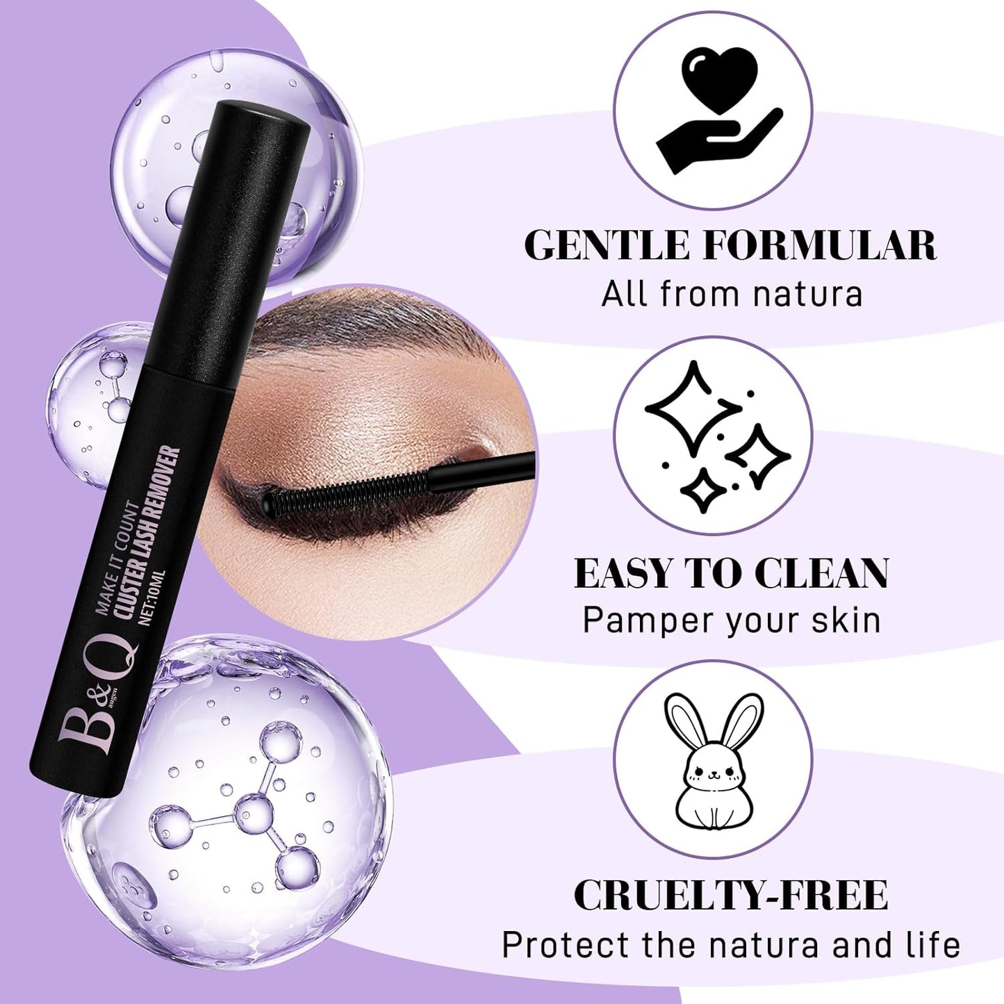 B&Qaugen B&Q Lash Remover for Lash Clusters 10 ML Lash Cluster Remover Cluster Lash Remover Cluster Lash Bond Remover Lash Adhesive Remover Lash Glue Remover Lash Bond and Seal Remover（Remover-10ML）