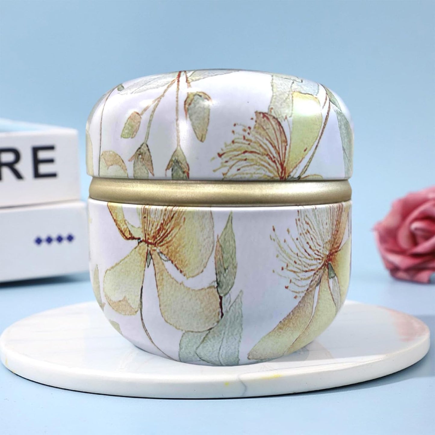 Body Powder Puff and Container for Dusting Powder, Women Powder Puff and Powder Case for Bath and Travel (Flower Song)