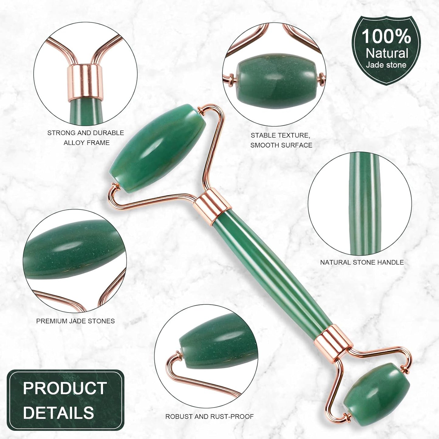 Jade Roller for Face, Facial Roller Massager Skin Care Tool, Gua Sha Facial Tools for Face, Neck, Eyes, Reduce Puffiness of The Skin (Green)