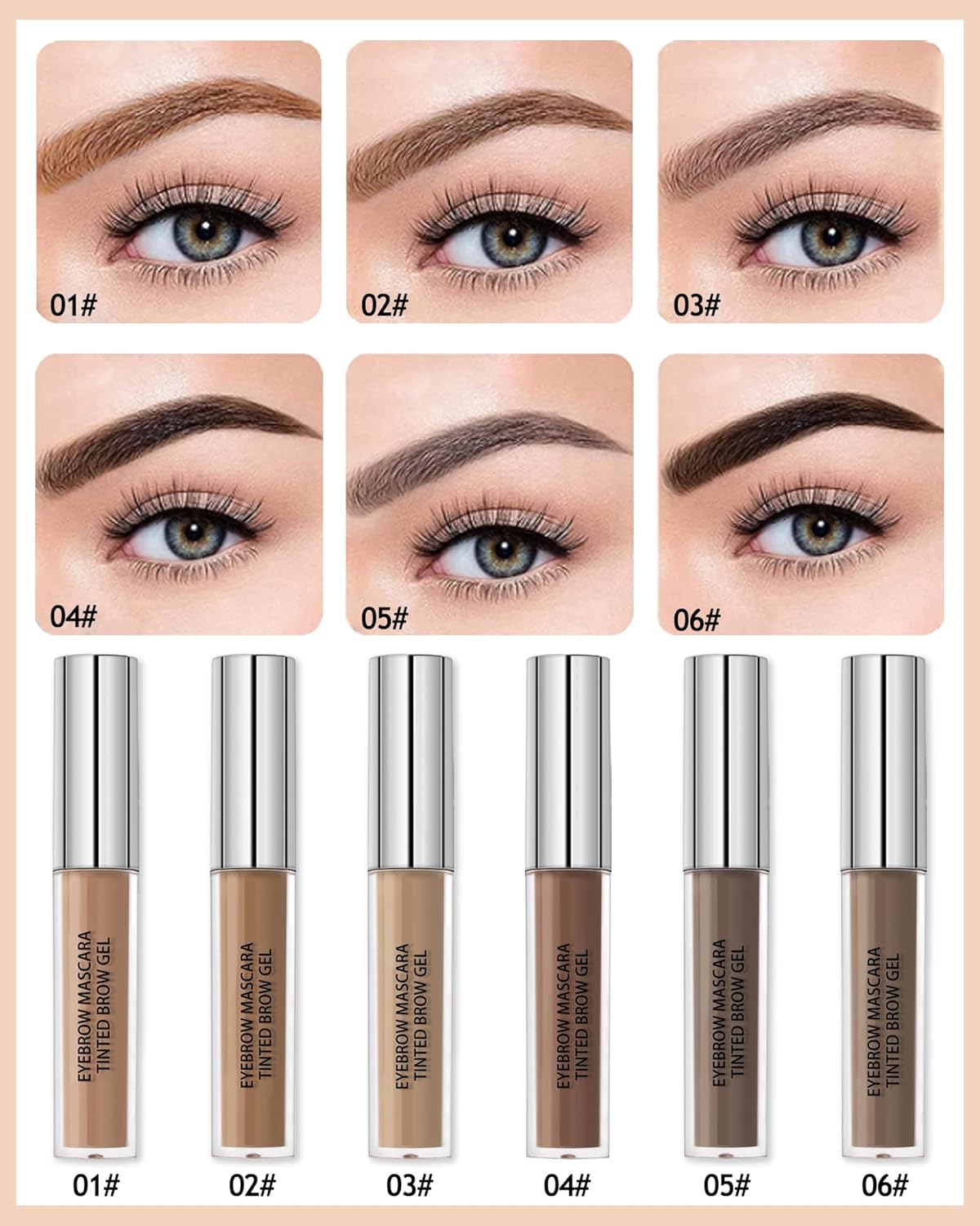 Waterproof Tinted Eyebrow Gel-Long Lasting Smudge-Proof Eyebrow Mascara Tinted Brow Glue,Eye Brow Filler,Volumizing Enhance Brow Mascara With Brow Razor,Women's Day Eye Makeup Gift for Women-06 Ebony