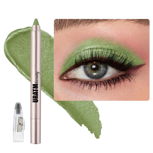 Bright Green Eyeshadow Stick, Blendable Creamy eyeshadow Eye Brightener Stick, Waterproof Eyeshadow Pencil Long Lasting, Smooth Shimmer Eye Shadow Highlighter Eye Liner.#B04 bright greenh shimmer
