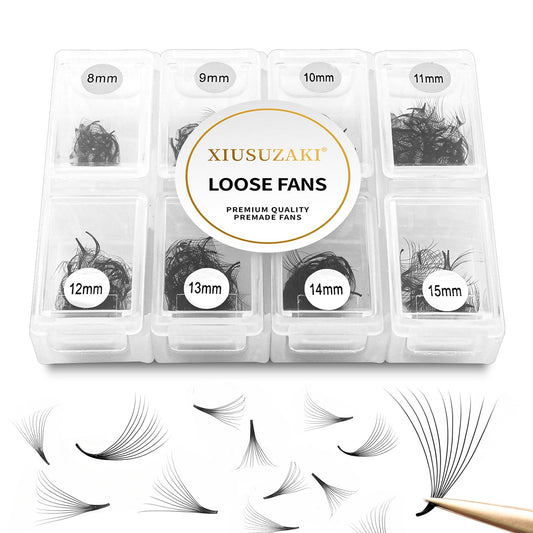 Premade Lash Fans Mix 8-15mm - 600 Fans, 20D Volume, 0.03mm Thickness, C Curl Eyelash Extensions