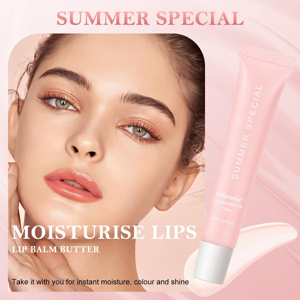 Summer Lip Butter Balm, Moisture and Hydration Lip Gloss, Long-lasting Hydrating Non-Sticky Lip Balm, Soften Dry Lips Lip Care (#Cake, 1Pcs)