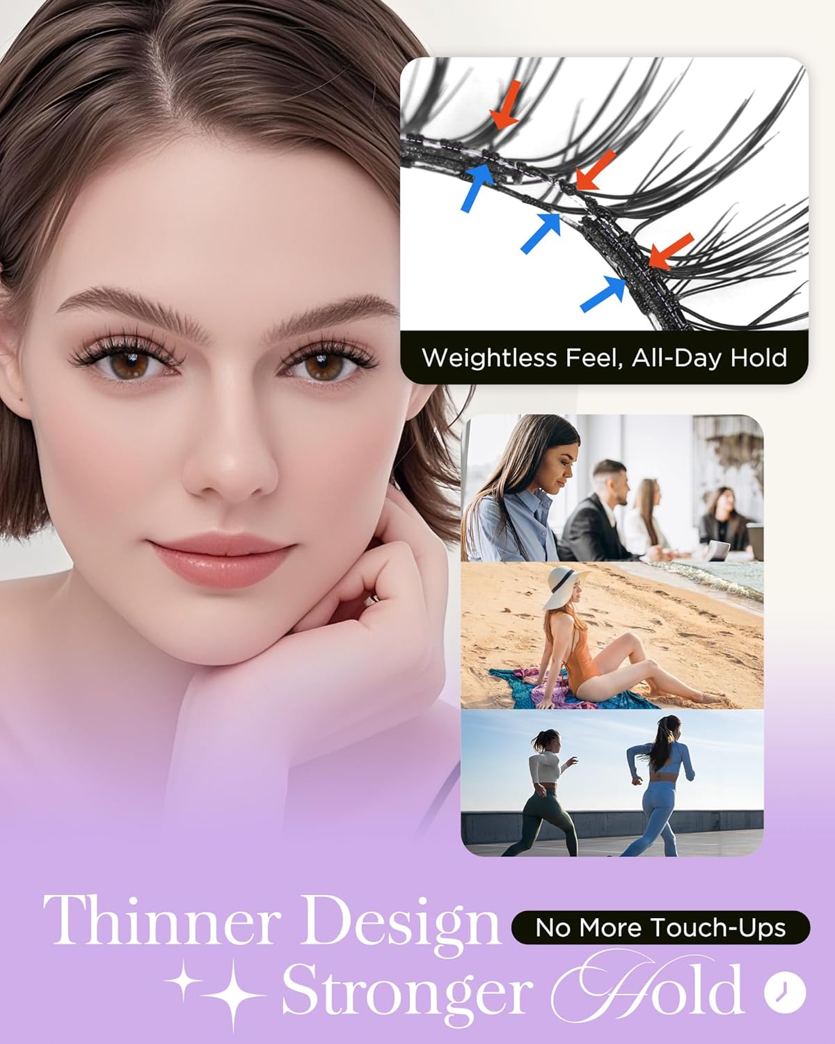 BEYELIAN Soft Magnetic Eyelashes, Reusable Magnetic Lashes with Applicator Natural Look No Glue Needed Comfortable & Secure Fit for All-Day Wear (1 Pair,SME35)