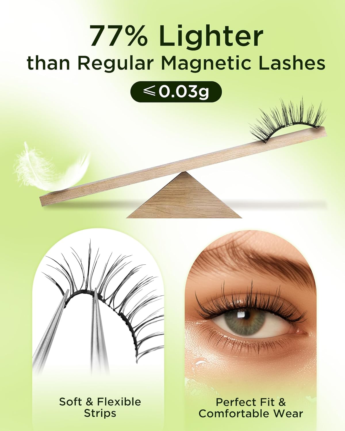 BEYELIAN Magnetic Eyelashes with Applicator Kit, Reusable Natural Look False Lashes, No Glue Needed Soft Magnetic Lashes for Eye MAC-102 (Lightweight & Comfortable)
