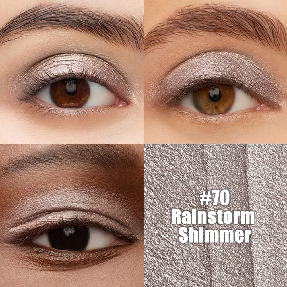 Silver Grey Shimmer Cream Eye Shadow Stick Makeup for Women, Shimmer Eyeliner Pencil Eyeshadow Brightener Stick for Eyes, Waterproof Eyeshadow Applicator Blendable sombras para ojos 70#
