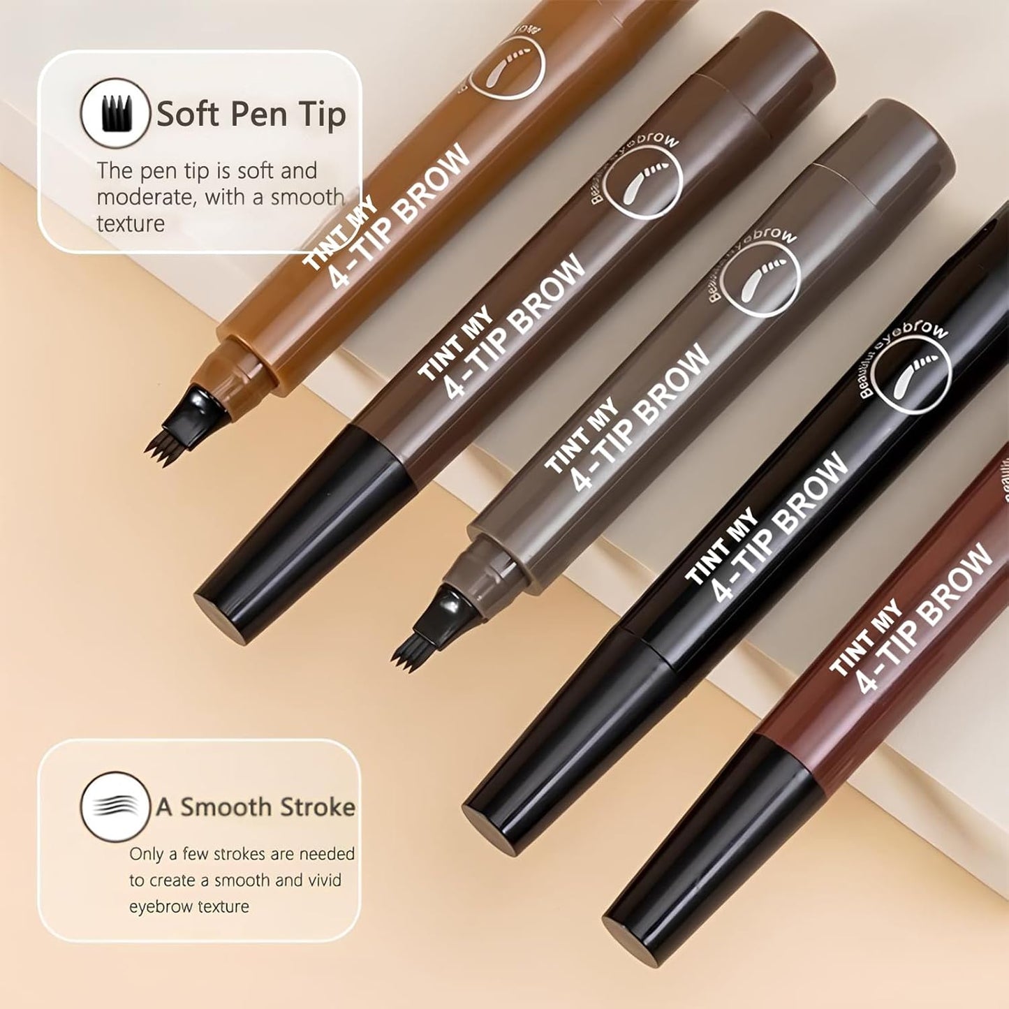 2025 Upgraded Magic Eyebrow Pencil for Women, Long-Lasting Ultra-Fine Tip Waterproof Eye Brow Pencils with 4 Fork, Smudge-Proof Natural Brow Makeup for Women - Light Brown