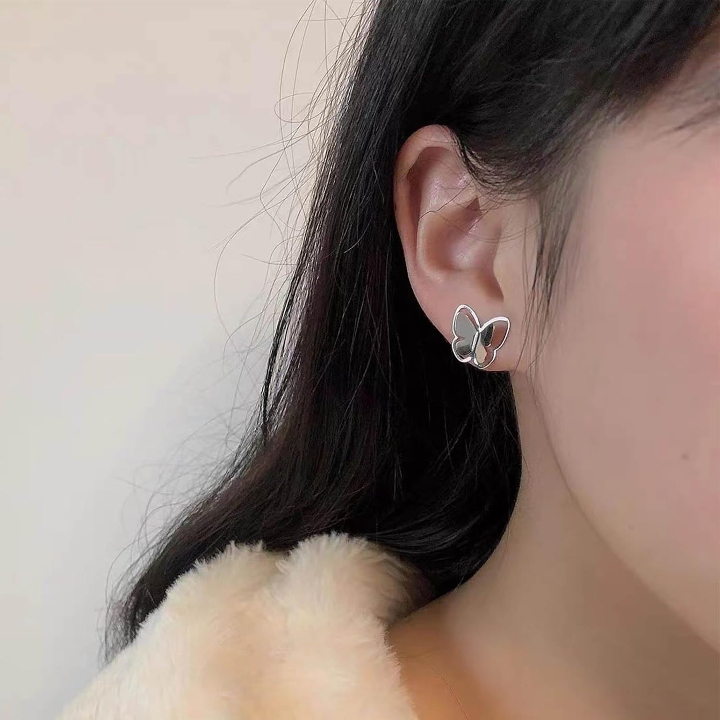 Tiny Butterfly Studs Earrings Vintage Silver Butterfly Earrings Statement Charm Layered Hollow Butterfly Cartilage Earrings Minimalist Butterfly Earrings Jewelry for Women