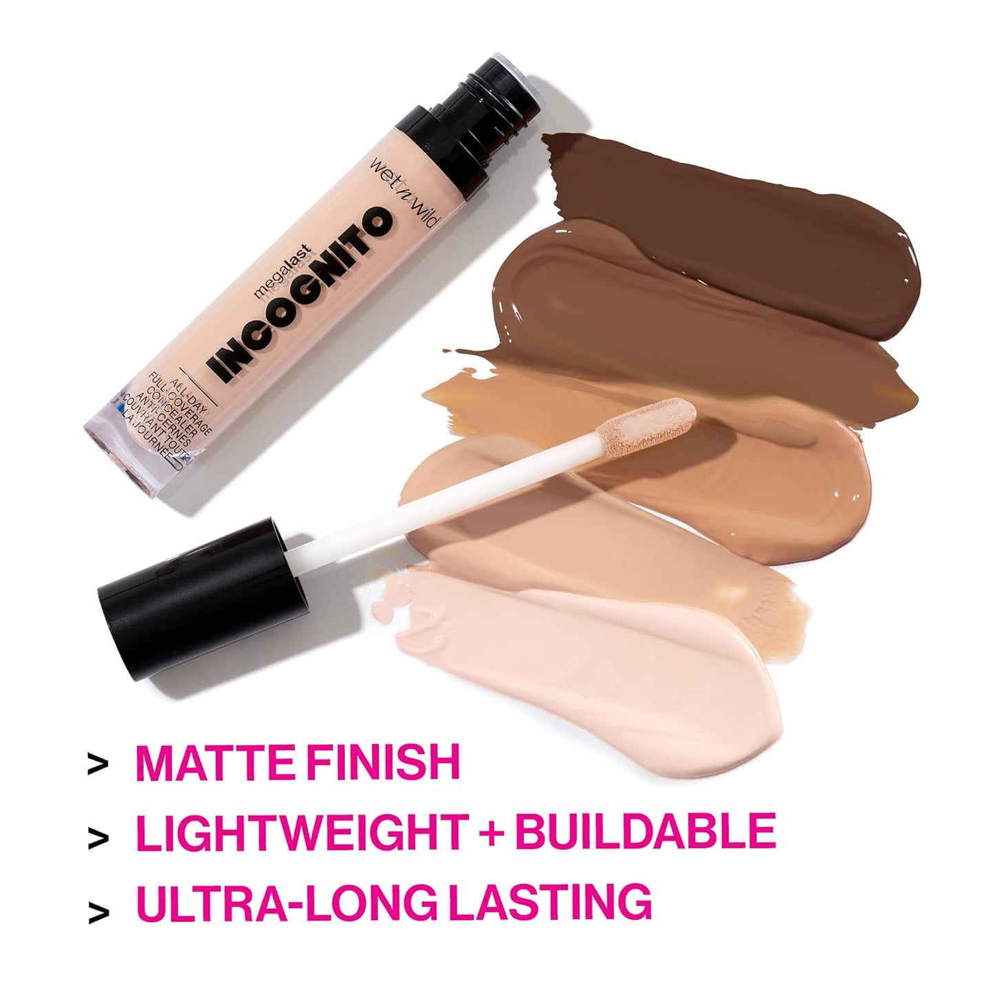 wet n wild Mega Last Incognito All-Day Full Coverage Liquid Matte Concealer, Light Beige, 0.18 Ounce