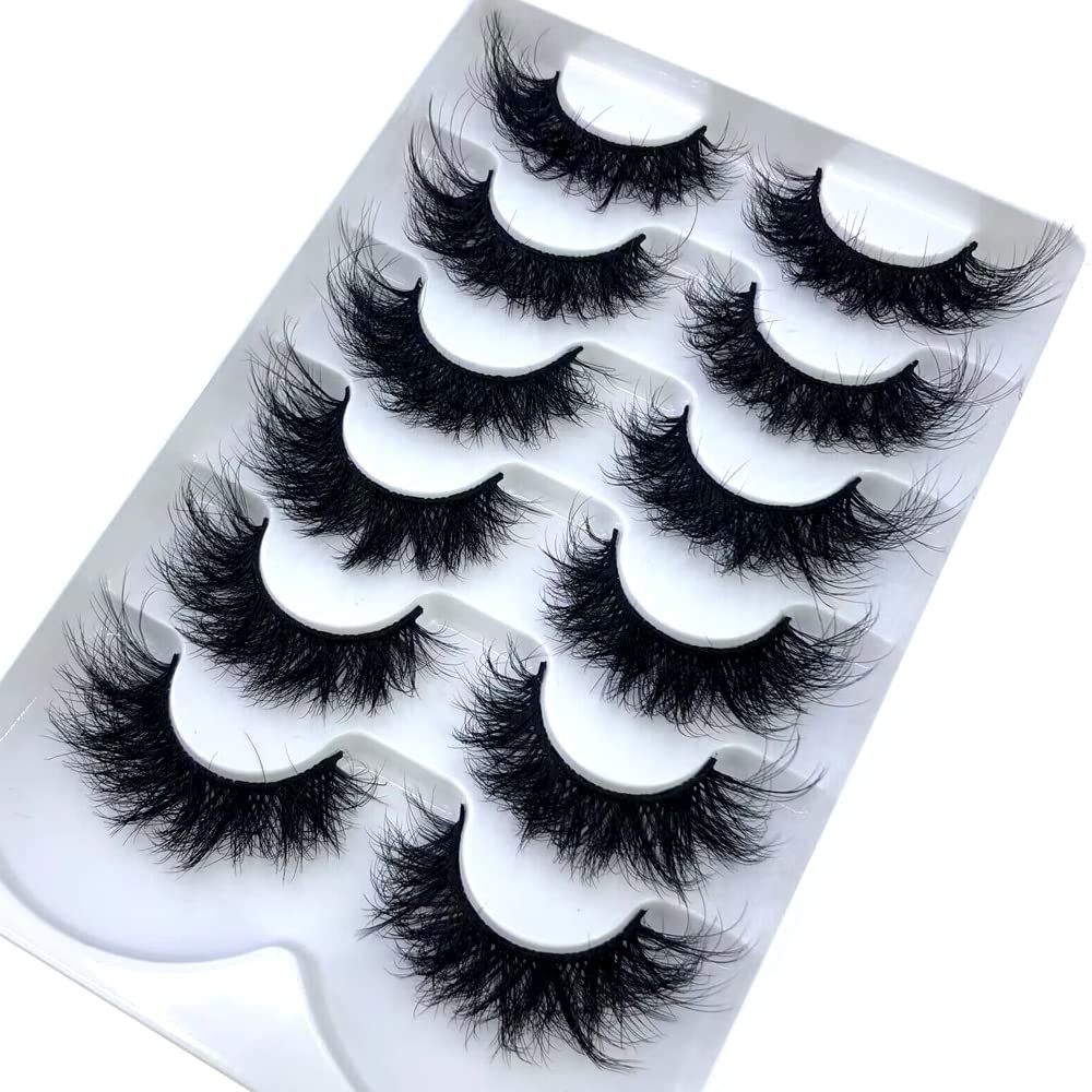 HBZGTLAD 6 Pairs Fluffy False Eyelashes Natural Faux Mink Strip 3D Lashes Pack (SR-1)