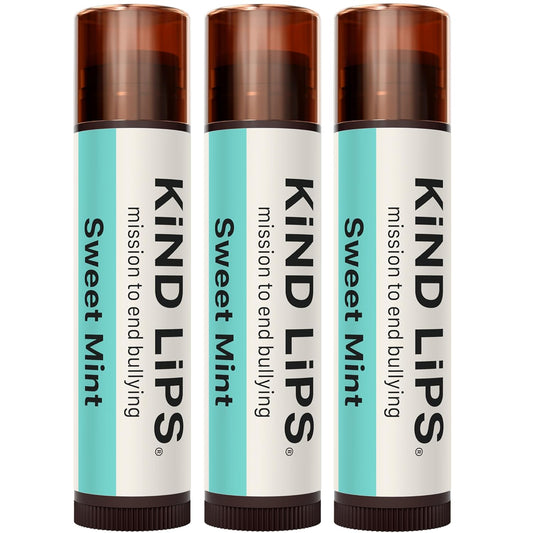 Kind Lips Sweet Mint Lip Balm 3-Pack - USDA Organic, Natural Chapstick Alternative for Dry Lips | Gluten-Free, Cruelty-Free