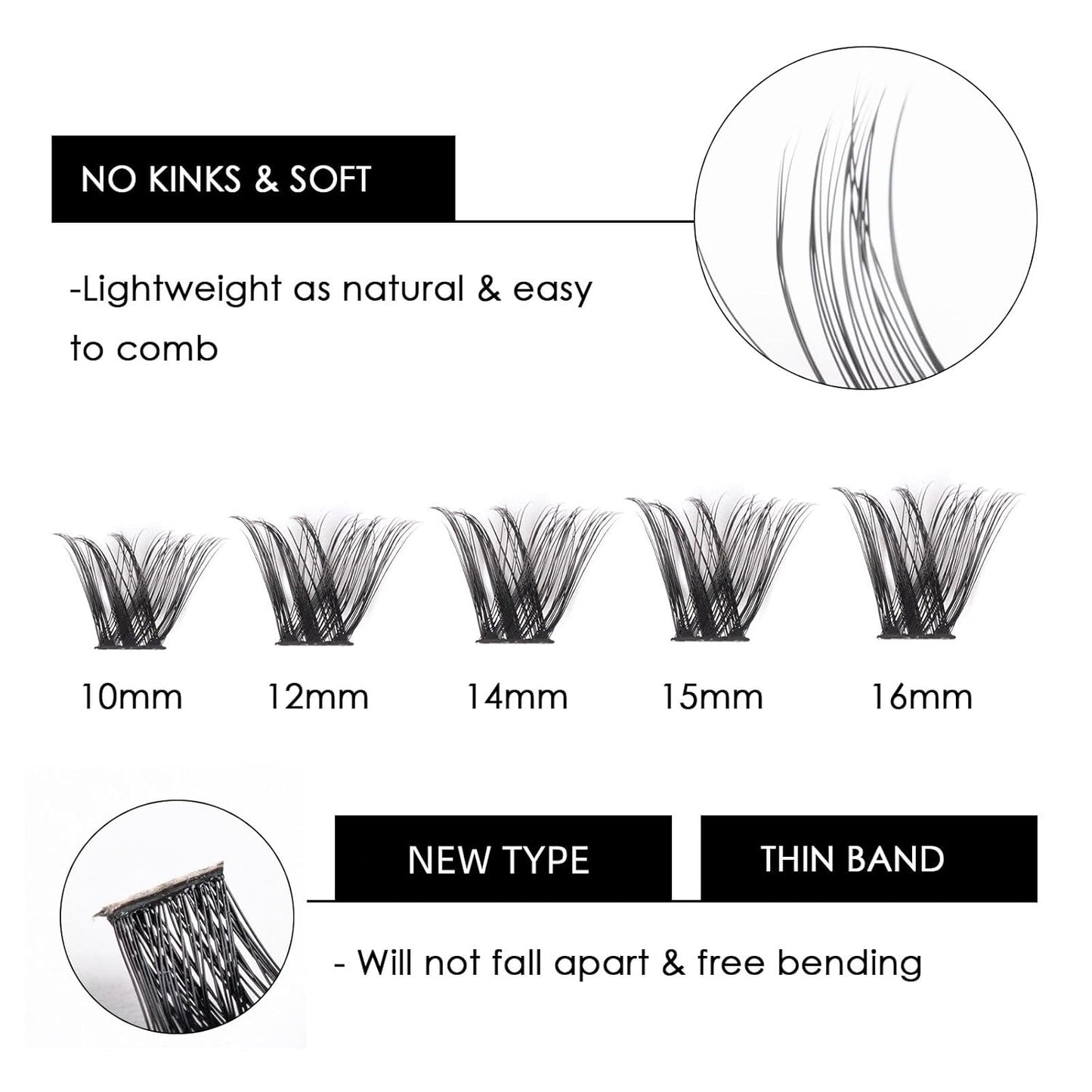 Cluster Lashes 72 Individual Lashes Clusters Eyelash Extensions False Eyelashes DIY Lash Extension Reusable False Eyelashes Natural Look Mix 10-16mm C D Curl-DM27