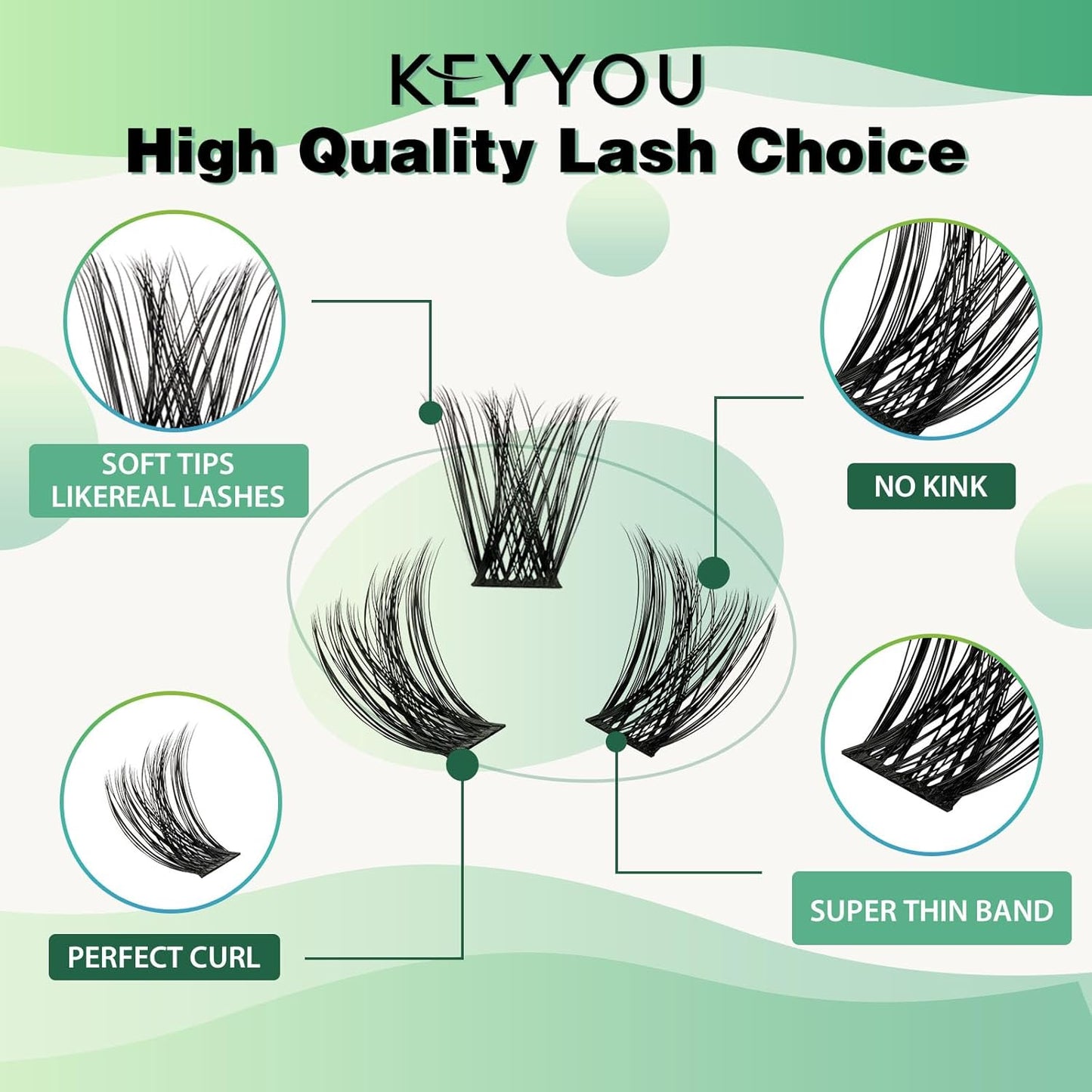 Lash Clusters 96pcs Individual Lashes Y01 C Curl 14mm Eyelash Clusters KEYYOU Volume Wispy Lash Extension Soft&Comfortable Easy DIY at Home(Y01,C-14mm)