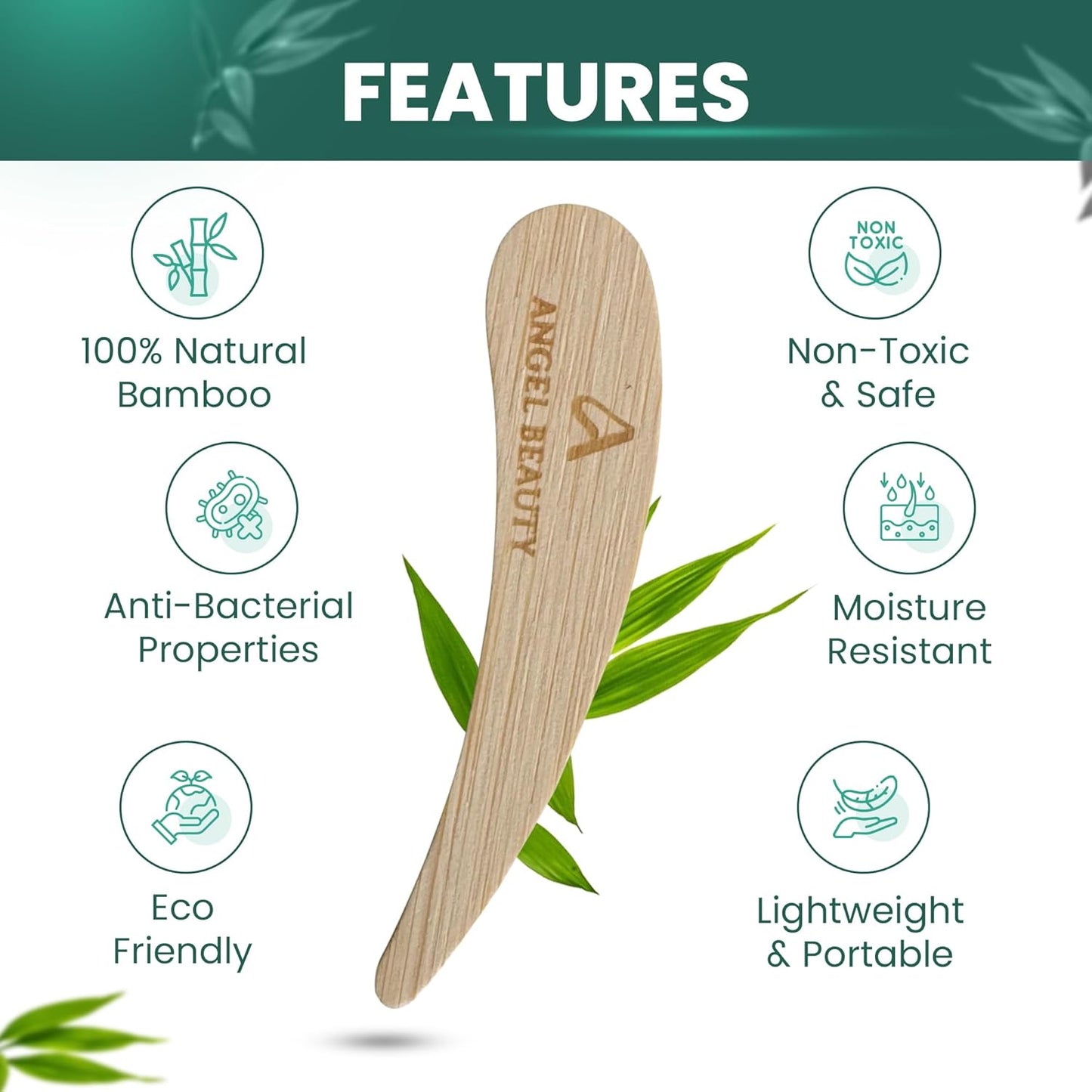 Bamboo 50-pack Cosmetic Facial Makeup Spoon Spatula Mini Makeup Spatula, Biodegradable Compostable Cosmetic Cream Spatulas Spoon, Skincare Scoop Applicator Facial Massage Beauty Tools BPA FREE