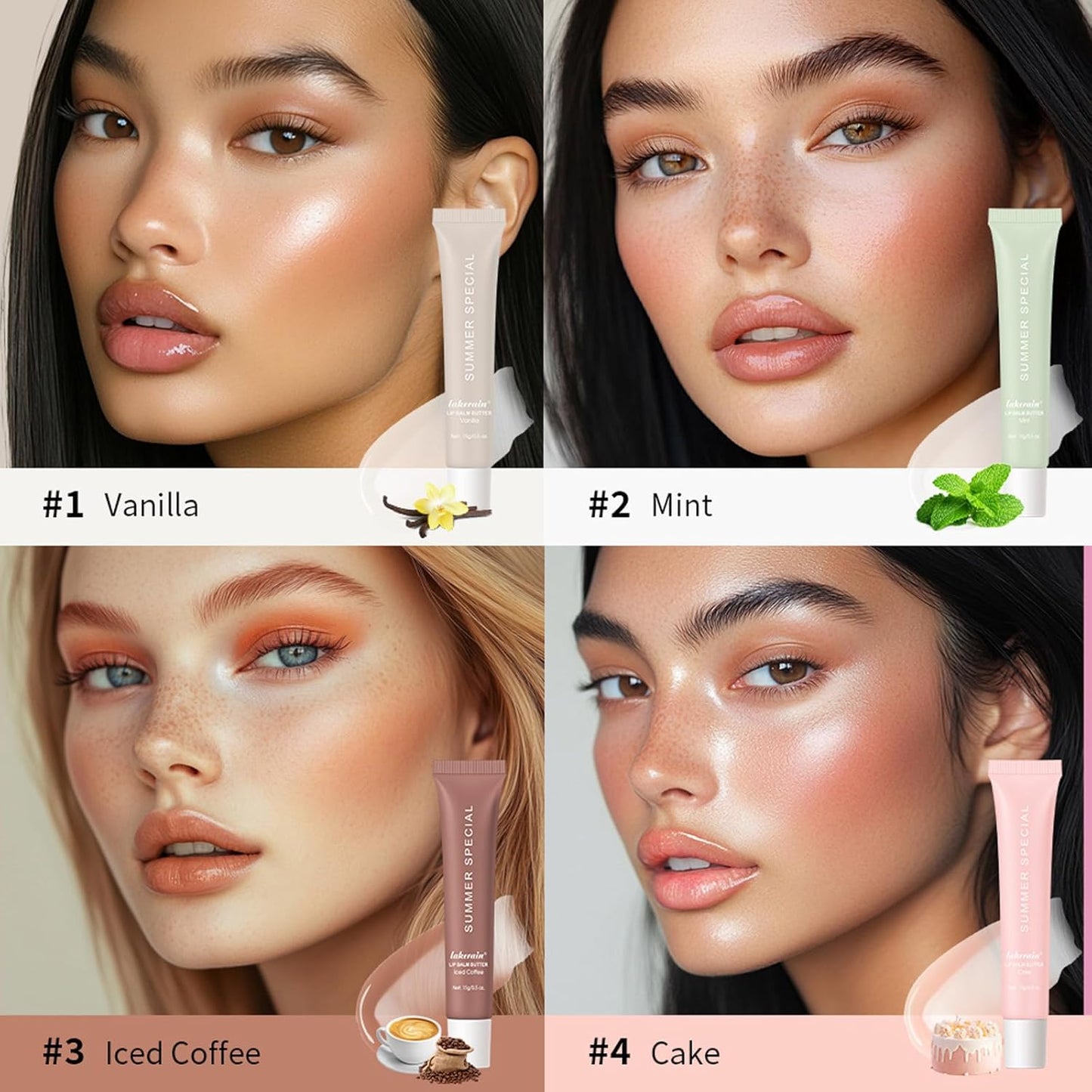 4 PCS Summer Special Lip Butter Balm - Ultra-Hydrating, Nourishing Lip Care with Natural Ingredients, Shea Butter & Olive Oil, Soothes & Softens Dry Lips (4PCS, 0.5 Fl Oz (Pack of 4))