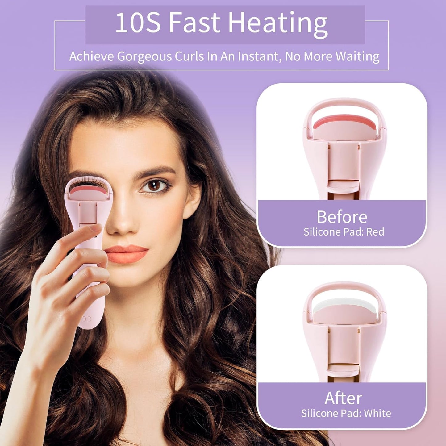 Heated Eyelash Curlers, Rechargeable Electric Eyelash Curler with Dual-Arc Design & 3 Adjustable Temperature - Safe Gentle Heated Lash Curler for Natural Curl Perfect Fit for Women