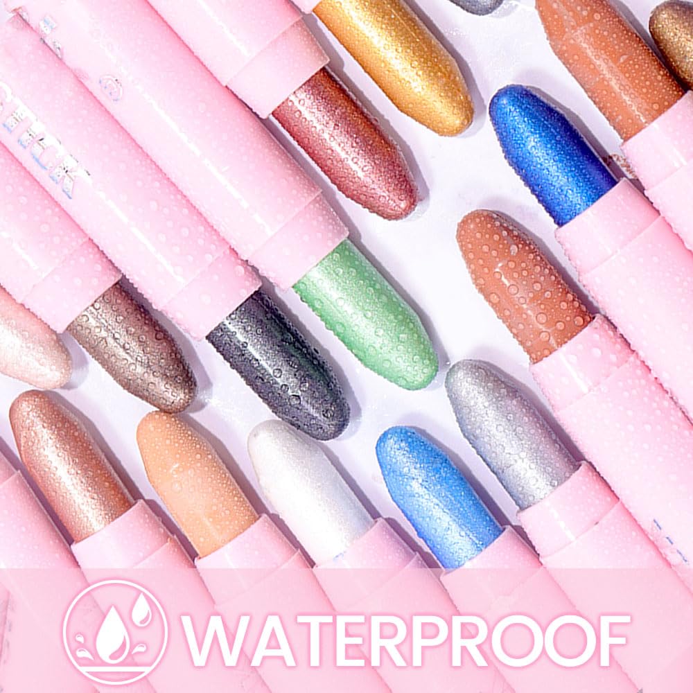 evpct 2Pcs Cream Eye Shadow under Eye Brightener Sticks Set for Eyes Waterproof, Champagne & Rose Shimmer Cream Eyeshadow Applicator Stick Long Lasting Pigmented Eye Makeup sombras en crema para ojos