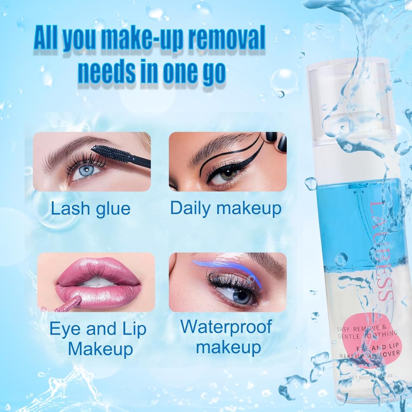 Lash Remover for Lash Extensions 80ml Cluster Lash Glue Remover Individual Lash Extension Remover Lash Cluster Remover Eyelash Glue Remover