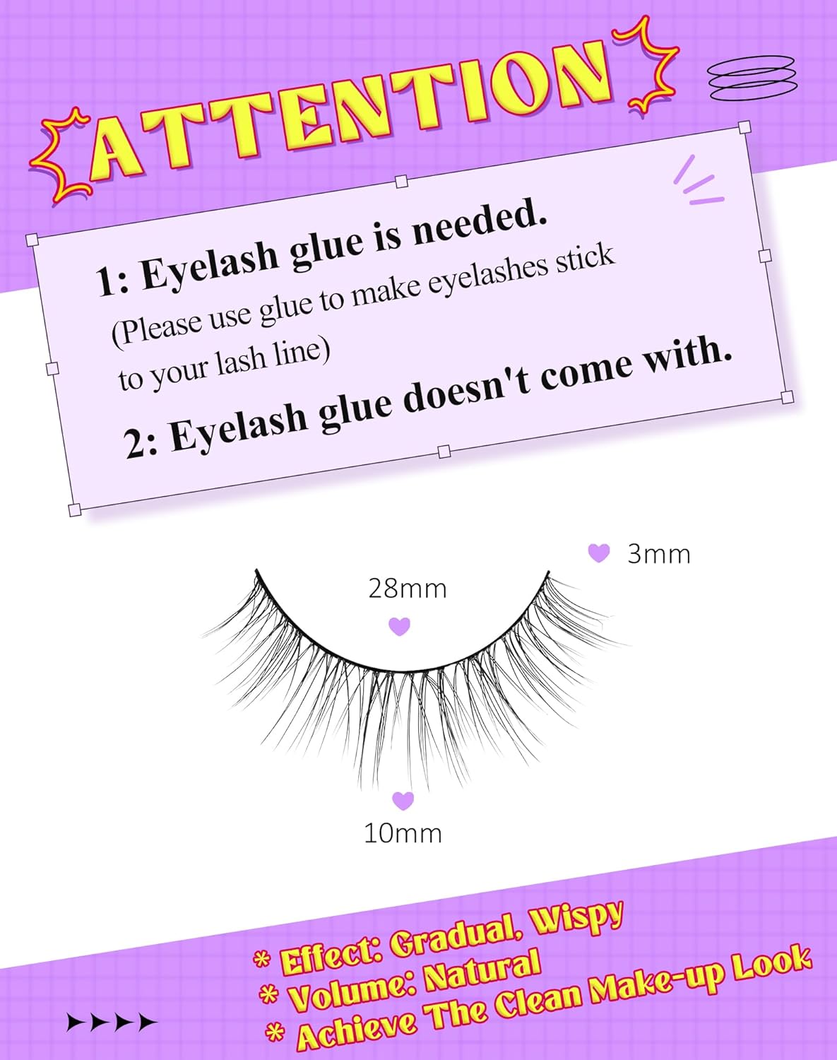 Onlyall Natural Lashes Wispy Lashes Natural Look False Eyelashes Natural Flared Eyelashes False Eye Lashes Soft Fluffy Lashes 7 Pairs DK32, Black