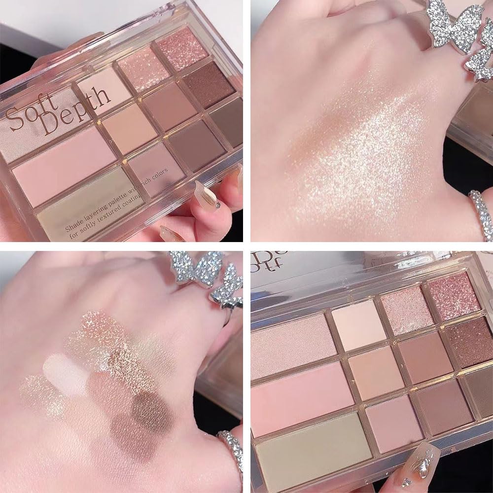 12 Girds Colorful Matte Shimmer Eyeshadow Palette for Eye Makeup,High Pigmented Eye Shadow Primers Powder Palet de sombras de ojos 12-C
