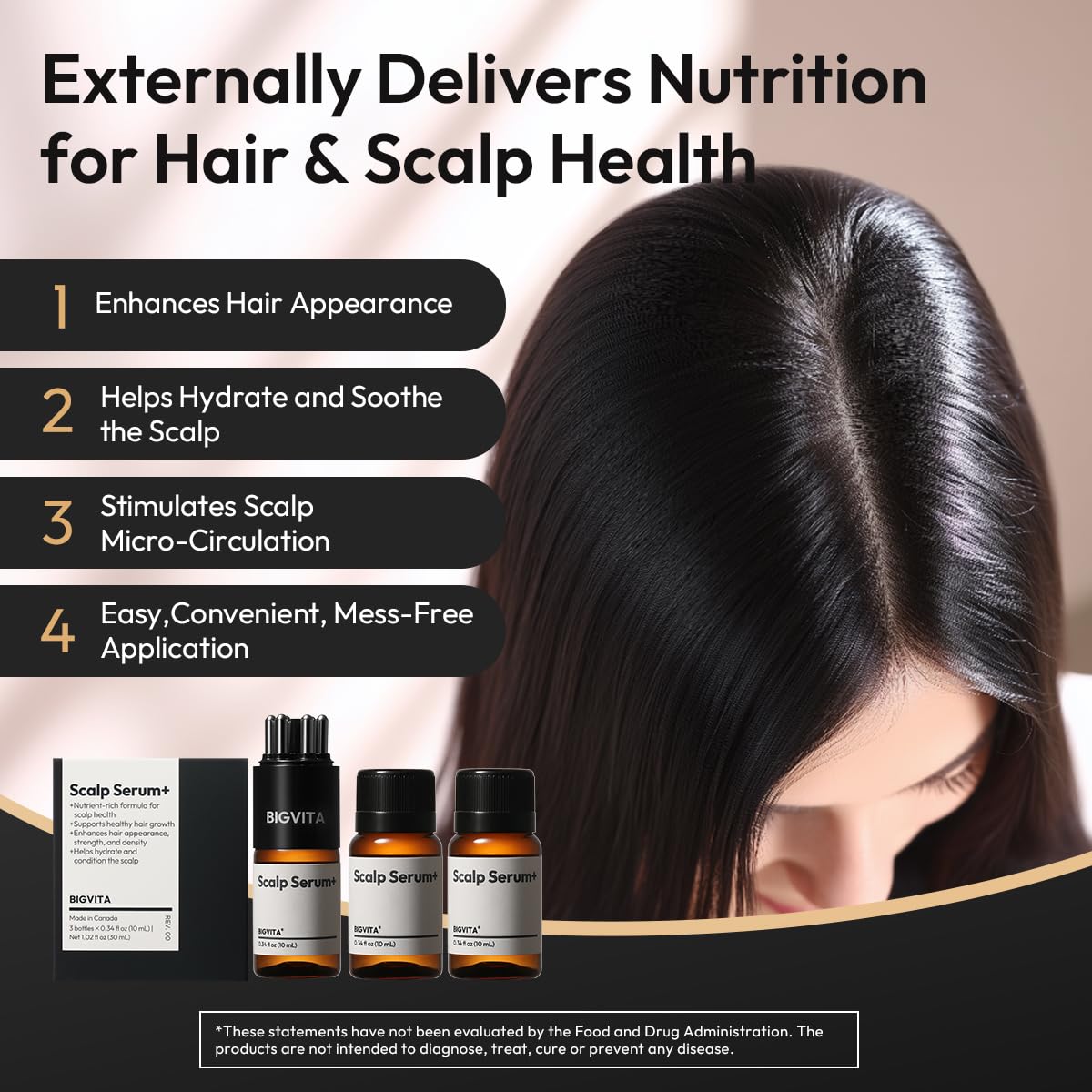 BIGVITA Scalp Serum + | Scalp Massager Applicator for Thicker, Fuller Hair | Hair Growth, Dry Scalp Relief | Biotin, AnaGain™, Centella & Natural Leaf Extracts | Soothes Itchy, Flaky Scalp