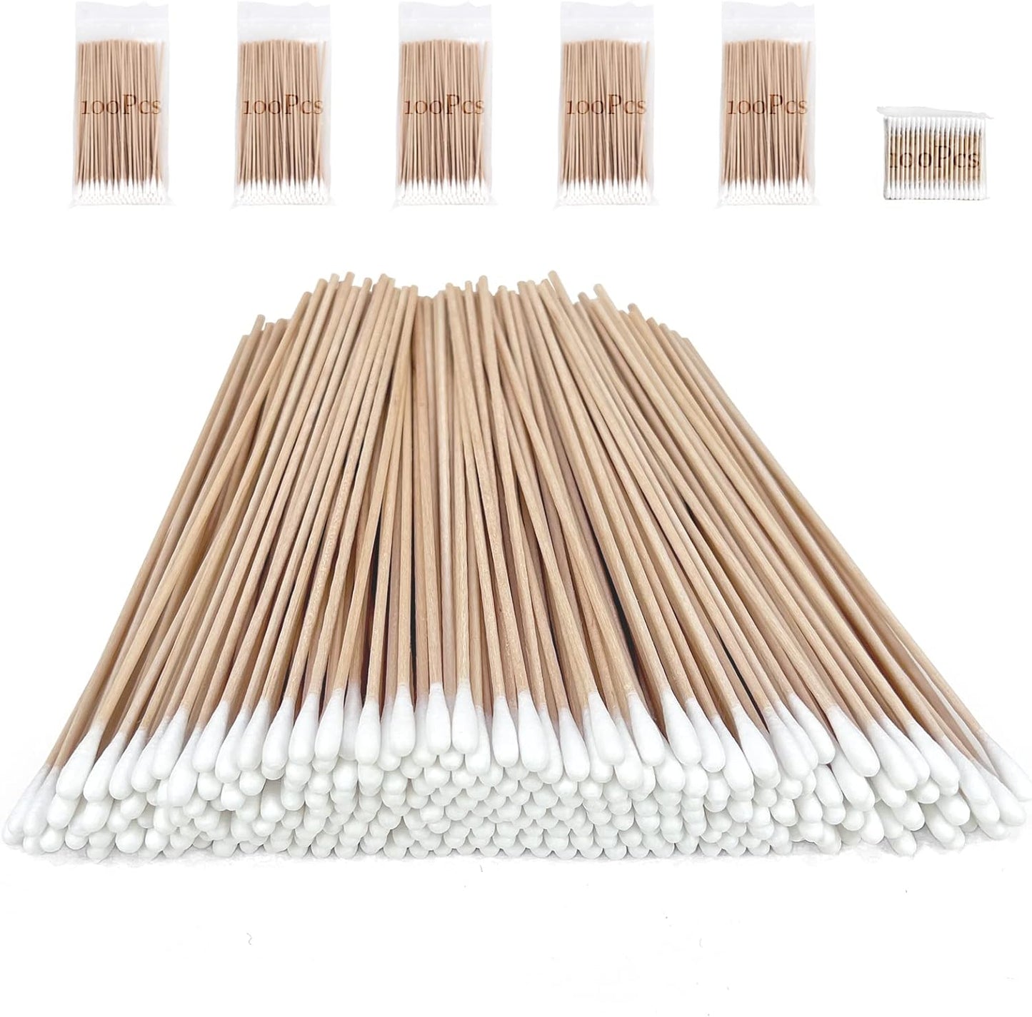 eyxformula 500 Count 6 Inch Long Cotton Swabs with Sturdy Bamboo Sticks - Absorbent & Lint Free Cotton Tipped Applicator for Cleaning Gun, Dog Ear, Electronics, Hard-to-Reach Areas, Makeup, Crafts