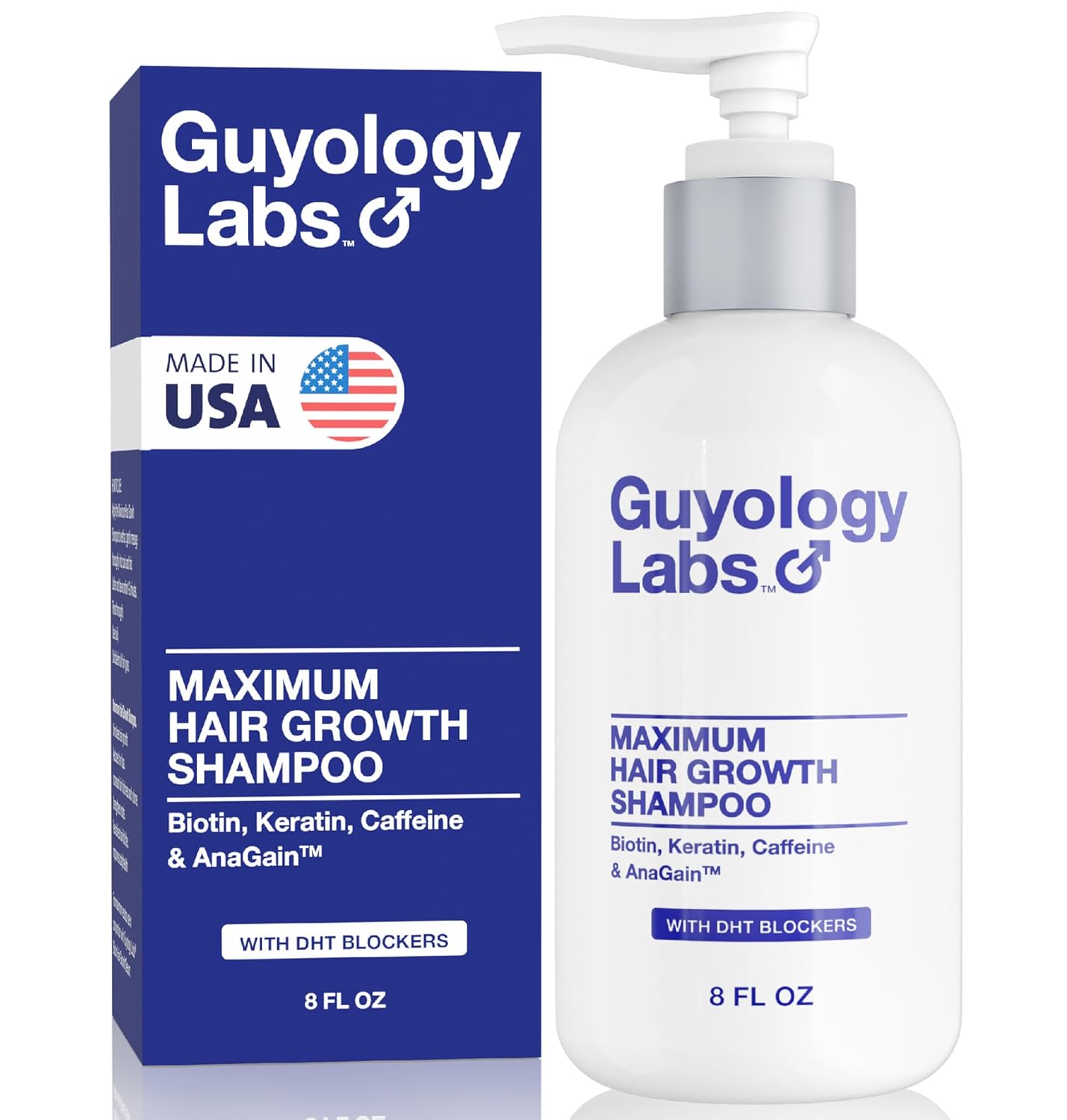 Hair Growth Shampoo For Men - for Thinning Hair - Natural DHT Blockers To Reduce Hair Loss - Biotin and Keratin Best for Growth and Thickening - Clinically Tested - Made in USA by Guyology Labs